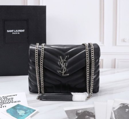 YVES SAINT LAURENT HANDBAGS loulou medium chain bag y quilted leather - 494699 crossbody bags - اسود،هاردوير فضي