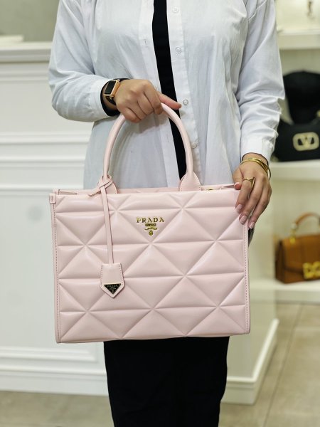 PRADA Large Triangle Quilted Leather bag – Havane - زهري