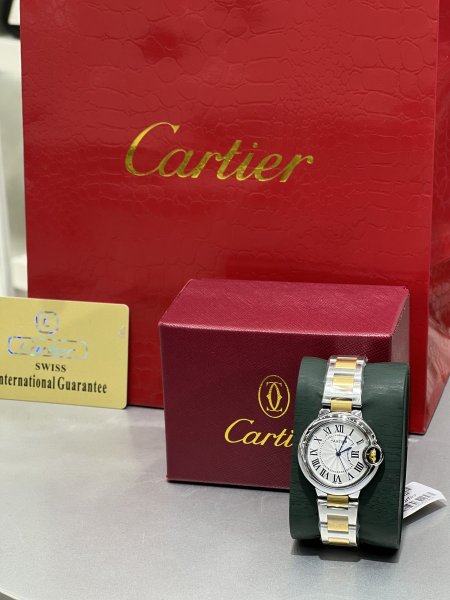 Cartier Watch - اكسسوار ذهبي وفضي،مينا ابيض