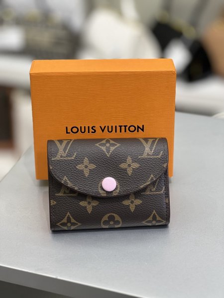 Lv wallet mini - بني داخل ، زهري